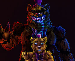  2016 animatronic anthro balakirevava bear digital_media_(artwork) duo five_nights_at_freddy&#039;s five_nights_at_freddy&#039;s_4 fredbear_(fnaf) machine male mammal nightmare_fredbear_(fnaf) robot scottgames 