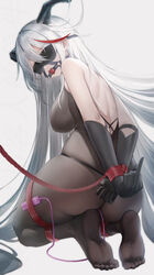  absurdres aegir_(azur_lane) azur_lane ball_gag black_gloves blindfold bondage bondage bondage bound breasts commission demon_horns feet female gag gagged gloves hair_on_horn highres horns lin_jingling long_hair looking_at_viewer looking_back multicolored_hair no_shoes pantyhose red_rope restrained rope second-party_source sex_toy slave soles streaked_hair thong underwear variant_set very_long_hair vibrator white_hair yellow_eyes 