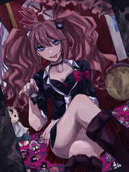  :p asahina_aoi bear_hair_ornament black_choker black_footwear black_shirt boots breasts brown_hair celestia_ludenberg choker cleavage collarbone crossed_legs danganronpa:_trigger_happy_havoc danganronpa_(series) doll enoshima_junko feet_out_of_frame female fujisaki_chihiro fukawa_toko geruidoshifa hagakure_yasuhiro hair_ornament holding holding_doll ikusaba_mukuro ishimaru_kiyotaka kirigiri_kyoko knee_boots kuwata_leon large_breasts long_hair looking_at_viewer maizono_sayaka miniskirt naegi_makoto necktie ogami_sakura owada_mondo pink_eyes pleated_skirt red_skirt shirt short_sleeves sitting skirt smile solo togami_byakuya tongue tongue_out twintails white_necktie yamada_hifumi 