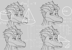  anthro calculus cavemanon_studios damien_payne derp_eyes dilophosaurid dilophosaurus dinosaur extinct female frill_(anatomy) hair hi-top_fade hybrid i_wani_hug_that_gator math math_lady membrane_(anatomy) membranous_frill meme monochrome neck_frill prehistoric_species prometheuzone reptile scalie sequence sharp_teeth simple_background snout solo spinosaurid spinosaurus teeth theropod 