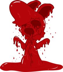  2016 alpha_channel alternate_species animate_inanimate anthro apode blood blood_creature blood_pool bodily_fluids chokovit_(artist) clothed clothed_anthro clothed_male clothing colored digital_drawing_(artwork) digital_media_(artwork) dripping dripping_blood empty_eyes front_view full-length_portrait glistening glistening_body glistening_clothing glistening_hair hair hi_res lagomorph legless leporid male male_anthro mammal portrait rabbit rabbit_ears red_body red_ears red_eyes red_hair red_inner_ear red_mouth red_nose simple_background solo topwear transparent_background valentine_fleischer 