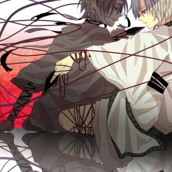  2boys asou_(zone54) bad_id bad_pixiv_id bandages dual_persona freckles ja&#039;far_(magi) magi_the_labyrinth_of_magic male_focus multiple_boys photoshop_(medium) string string_of_fate 