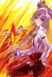  bad_id bad_pixiv_id bow female fire fujiwara_no_mokou hairbow kurosujuu solo touhou 