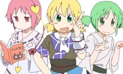  3girls arawi_keiichi_(style) bad_id bad_pixiv_id blush book eyeball hyadain_no_kakakata_kataomoi_-_c kaenbyou_rin kaenbyou_rin_(cat) kisume komeiji_satori mizuhashi_parsee multiple_girls nichijou oerba_yun_fang open_mouth parody reading short_hair smile style_parody third_eye touhou ume_(plumblossom) 