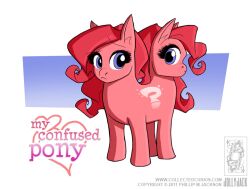  2011 2_heads conditional_dnp conjoined copyright_symbol equid equine female feral hasbro heart_symbol horse jollyjack mammal mlp_g3 multi_head my_little_pony my_little_pony_(2003) pony pre-g4 pushmi-pullyu question_mark simple_background solo symbol what what_has_science_done white_background 