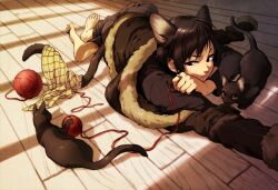  animal_ears cat_ears cat_tail catboy durarara!! feline highres lying male male_focus neko orihara_izaya sexy tail 