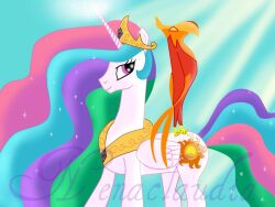  4:3 alicorn avian bird equid equine european_mythology female friendship_is_magic greek_mythology hasbro horn horse mammal my_little_pony mythological_avian mythological_bird mythological_creature mythological_equine mythological_firebird mythology nena_claudia philomena_(mlp) phoenix pony princess_celestia_(mlp) wings 