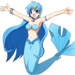  armpits bad_id bad_pixiv_id blue_eyes blue_hair female hair_ornament houshou_hanon houshou_hanon_(mermaid) jewelry long_hair mermaid mermaid_melody_pichi_pichi_pitch miru monster_girl necklace outstretched_arms shell shell_bikini solo star_(symbol) star_hair_ornament 