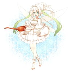  anklet barefoot blue_eyes commentary_request fairy fairy_wings feena_(konshin) feet female jewelry konshin pixiv_fairy pointy_ears solo toeless_legwear watering_can white_hair wings 