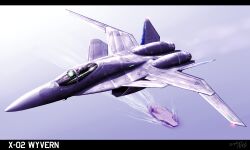  ace_combat ace_combat_04 aircraft aircraft_carrier airplane commentary_request fighter_jet flying isaf jet letterboxed military military_vehicle no_humans ocean pilot ship signature vehicle_focus warship watercraft x-02_wyvern zephyr164 