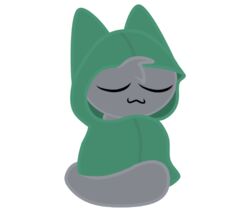  6:5 :3 alpha_channel cloak closed_eyes clothing domestic_cat felid feline felis gooblie_2 green_cloak green_clothing grey_body hi_res isaac_(gooblie_ii) male mammal simple_background sleeping smile solo tail transparent_background 