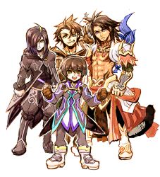  4boys abs ahoge alvin_(tales) bad_id bad_pixiv_id black_hair blonde_hair boots brown_hair coat gaius_(tales) group_picture jude_mathis knee_boots male_focus midriff multicolored_hair multiple_boys muscular pants photoshop_(medium) red_eyes smile tales_of_(series) tales_of_xillia two-tone_hair usagineko white_background wingul_(tales) yellow_eyes 