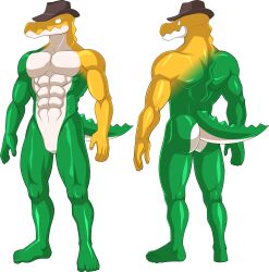  5_fingers 5_toes abs absurd_res alpha_channel anthro ass candy crocodile crocodilian crocodylid dessert feet fingers food glitch_productions gummigoo_(tadc) hi_res humanoid humanoid_feet male model_sheet muscular npc pecs plantigrade reptile scalie sparksstars the_amazing_digital_circus toes 