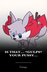  blue_eyes fennekin freckles generation_6_pokemon gingy_(gingy_k_fox) gingy_k_fox hi_res meme nintendo pokemon pokemon_(species) shiny_pokemon solo text 