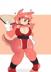  anthro big_breasts breasts clothing conductor&#039;s_wife_(sonic) fans fatal_fury female footwear humanoid laranxart looking_at_viewer mai_shiranui mature_female ninja seductive sega simple_background smug_face snk socks solo sonic_the_hedgehog_(series) the_king_of_fighters the_murder_of_sonic_the_hedgehog warrior wide_hips 