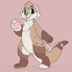  animate_inanimate anthro blue_eyes hi_res mammal mustelid otter plushie smile solo symrea tan_body 