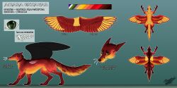  2023 absurd_res amara_excavar autumn_colors belly black_markings chimera ear_piercing enfield feathered_wings feathers female_(lore) feral fur furry_tail geisterdrache green_eyes hi_res jewelry mammal markings model_sheet multicolored_body multicolored_feathers multicolored_fur pendant piercing quadruped red_back red_body red_fur tail wings yellow_belly yellow_body yellow_chest yellow_fur 