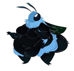  2024 2_fingers 2_toes 4_arms antennae_(anatomy) anthro arthropod arthropod_abdomen bee belly belly_overhang big_belly big_breasts black_body black_eyes black_fur blue_body blue_carpenter_bee blue_fur breasts carpenter_bee casual_nudity closed_smile compound_eyes deep_navel digital_media_(artwork) featureless_breasts feet female fingers full-length_portrait fur happy hi_res hymenopteran insect_wings insects mouth_closed multi_arm multi_limb multicolored_body multicolored_fur navel nude obese obese_anthro obese_female oshyfriend overweight overweight_anthro overweight_female portrait ruff simple_background smile solo standing thick_thighs toes two_tone_body two_tone_fur white_background wings 