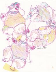  2n2n absurd_res anthro canid canine canis colored_pencil_(artwork) domestic_dog hi_res male mammal overweight overweight_anthro overweight_male sketch_page smile solo traditional_media_(artwork) 