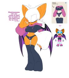  1girls anthro bat belly belly_button breasts cleavage clothed clothing crop_top ear eyebrows eyelashes female female_only leggings legs legwear panties rouge_the_bat sega sonic_(series) sonic_the_hedgehog_(series) ssaaunaa underwear wings 