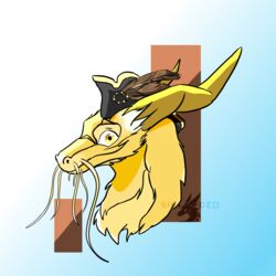  1:1 captain_hat clothing dragon feathers feral fur gold_(metal) gold_jewelry hat headgear headshot_portrait headwear jewelry male mythological_creature mythological_scalie mythology portrait renchikun scalie simple_background smile solo vistario_(character) whiskers yellow_body yellow_eyes yellow_fur 