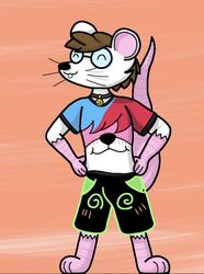  animate_inanimate anthro blush bottomwear brown_hair buckteeth clothing clothing_transformation collar eyewear fur glasses group hair hi_res inanimate_transformation male mammal mouse murid murine rat_tail robbie_the_mouse robmouse67 rodent shirt shorts smile tag_(disambiguation) tail teeth topwear transformation trio whiskers white_body white_fur 