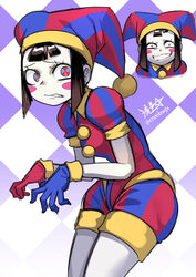  artist_signature bangs before cheek_markings cnmbwjx deranged female heterochromia leotard more_at_source pomni pomni_(the_amazing_digital_circus) pre-transformation ryuusei_(mark_ii) scrawny small_breasts small_hips tagme teeth teeth_clenched teeth_showing teeth_visible the_amazing_digital_circus thighhighs 