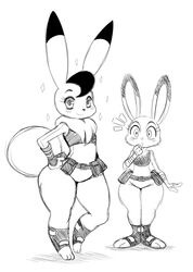  anthro blush captain_bokko clothing cosplay crossover crossover_cosplay daww disney duo dwarfism female hi_res judy_hopps kemono lagomorph leporid mammal monochrome osamu_tezuka police police_uniform rabbit short_stack simple_background sssonic2 the_amazing_3 uniform white_background wide_hipped_anthro wide_hipped_female wide_hips zootopia 