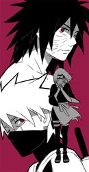  2boys chappa_(chappa7610) female hatake_kakashi multiple_boys naruto naruto_shippuuden nohara_rin rin_(naruto) tsumami uchiha_obito 