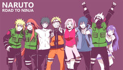  3girls 5boys black_hair blonde_hair blue_eyes chappa_(chappa7610) hatake_kakashi hyuuga_hinata menma_(naruto) multiple_boys multiple_girls namikaze_minato naruto naruto:_road_to_ninja naruto_shippuuden pink_hair red_hair sakura_haruno team7 tsumami uchiha_sasuke uzumaki_kushina uzumaki_naruto 