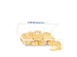  artist_name bear chai_(drawingchisanne) commentary cream_puff food highres in_container no_humans original simple_background white_background 