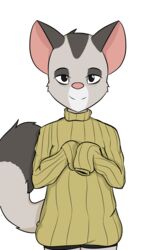  anthro australian_possum big_tail clothing gregg hi_res lemur male mammal marsupial petaurid primate qunteki simple_background smile solo strepsirrhine sugar_glider sweater tail the_testimony_of_trixie_glimmer_smith topwear white_background 