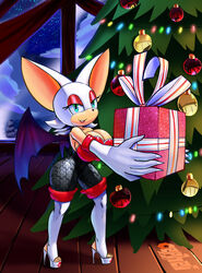  anthro bat big_breasts boots breasts cabin cephei christmas christmas_tree clothing cutout_heels female fireplace footwear gift hi_res high_heeled_boots high_heels holding_object holidays huge_breasts legwear looking_at_viewer mammal mature_anthro mature_female night open_toe_heels plant platform_footwear platform_heels rouge_the_bat sega shoes smile solo sonic_the_hedgehog_(series) star thick_thighs thigh_boots thigh_highs toe_cutout_heels toeless_footwear tree unitard wide_hips 