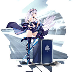  absurdres azur_lane bare_shoulders boots breasts chinese_commentary cleavage closed_mouth closed_umbrella collarbone commentary dress elbow_gloves enterprise_(azur_lane) enterprise_(wind_catcher)_(azur_lane) eyewear_on_headwear female full_body gloves grey_hair high_heel_boots high_heels highres latex latex_boots latex_dress latex_gloves leg_up long_hair looking_at_viewer medium_breasts official_alternate_costume ponytail purple_eyes race_queen short_dress single_glove skirt smile solo sunglasses suo_bu_ye_feng thigh_boots thighhighs thighs umbrella very_long_hair 