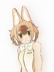  2019 animal_humanoid bare_shoulders biped blush bow_(feature) bow_tie breasts brown_ears brown_hair brown_highlights bust_portrait canid canid_humanoid canine canine_humanoid clothed clothing dhole_(kemono_friends) dhole_humanoid eyebrow_through_hair eyebrows female foreshortening fully_clothed hair hatching_(art) head_tilt hi_res highlights_(coloring) humanoid iceeye_ena japanese kemono_friends light_body light_skin looking_at_viewer mammal mammal_humanoid multicolored_hair perspective portrait prick_ears shaded shadow shirt short_hair simple_background smile solo tan_body tan_hair tan_skin topwear translucent translucent_hair two_tone_hair white_background white_clothing white_hair white_highlights white_shirt white_topwear yellow_eyes 