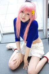  braid cosplay diebuster midriff namada nono nono_(top_wo_nerae_2!) photo pink_hair sweater top_wo_nerae_2! 