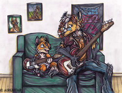  ageplay airguitar_(character) bass_(disambiguation) canid canine fox guitar infantilism mammal maned_wolf musical_instrument plucked_string_instrument poster roleplay rush string_instrument teacher 