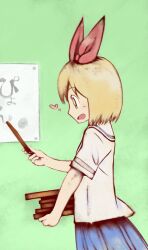  annaka_(nichijou) annaka_haruna blonde_hair hair_ribbon master_621 nichijou ribbon school_uniform short_hair 