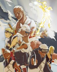  a_(naruto) a_(yondaime) c_(naruto) dark_skin darui gyuuki_(naruto) hachibi_no_kyogyu highres karui killer_bee kumogakure_symbol naruto naruto_shippuuden nishimura_aloha omoi_(naruto) pixiv_manga_sample raikage resized samui sword uzumaki_naruto weapon 