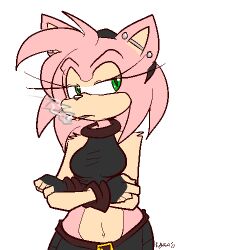  1:1 amy_rose anthro cigarette conditional_dnp digital_media_(artwork) ear_piercing ebonychimera eulipotyphlan female fur hedgehog industrial_piercing low_res mammal piercing pink_body pink_fur sega smoking solo sonic_the_hedgehog_(series) 