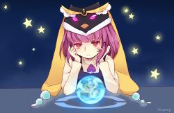  animal_hat commentary_request earth_(planet) female hat mawaru_penguindrum oginome_momoka pink_eyes pink_hair planet short_hair solo spoilers star_(symbol) yunare 