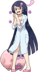  blush glasses makomo_(pokemon) pokemon pokemon_black_and_white saliva soara tagme 