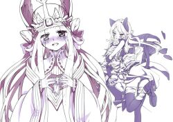  arunafeltz_pope assassin assassin_cross chocolate crown female heterochromia long_hair male monochrome npc ragnarok_online ribbon 