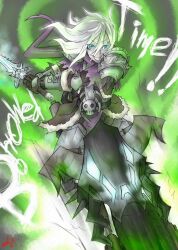  abaddon_(dota) armor commentary_request defense_of_the_ancients dota_(series) english_text exaxuxer female frostmourne genderswap_(mtf) motor_vehicle motorcycle rule_63 solo sword weapon 