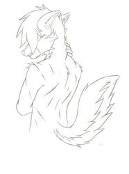  anthro better_version_at_source bodily_fluids canid canine denzeltip fur hair hi_res male mammal monochrome nude simple_background solo tears teeth 