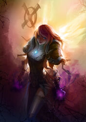  absurdres bad_id bad_pixiv_id blue_eyes crystal female gauntlets highres human_(warcraft) li_chunfu lips long_hair orange_hair photoshop_(medium) priest_(warcraft) solo standing warcraft wings world_of_warcraft 