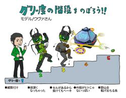  1boy bad_id bad_pixiv_id black_hair check_translation comparison core_medal factory furry_scale kamen_rider kamen_rider_ooo_(series) multiple_persona o_medal parody photoshop_(medium) short_hair stairs televi_hachigou translated translation_request uva 