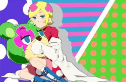  1boy bad_id bad_pixiv_id blonde_hair blue_eyes doctor irabu_ichirou kuuchuu_buranko lab_coat lolicon male_focus multicolored_hair sasayama_panda sitting solo 