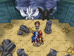  1boy crossover digimon epic male omegamon pokemon pokemon_bw2 reshiram tagme zekrom 