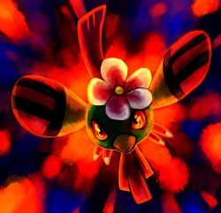  2012 ambiguous_gender digital_media_(artwork) feral flower generation_2_pokemon green_body haychel hi_res looking_at_viewer natu nintendo orange_eyes plant pokemon pokemon_(species) solo 